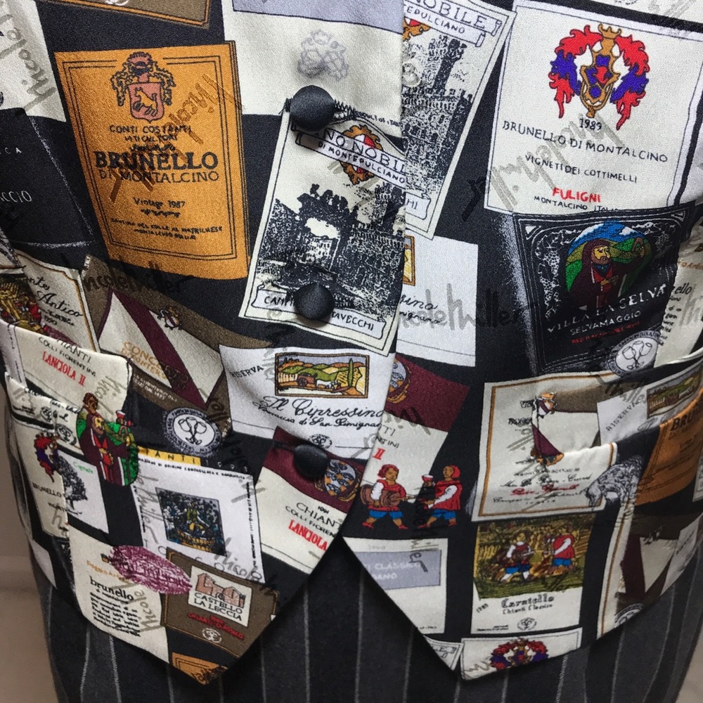 Vintage Silk Nicole Miller Wine Label Vest